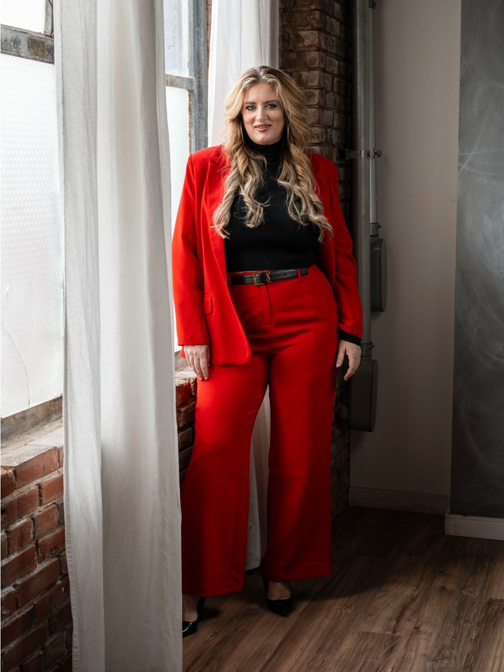 Showpo Red Wide-Leg Pants with Matching Blazer